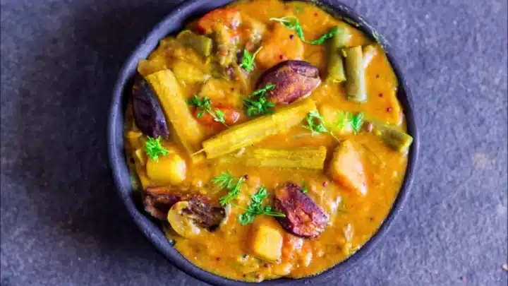 A shot of a traditional Rath Yatra Food Dalma with an appealing vibrant look of the vegetables assorted on the Dal
