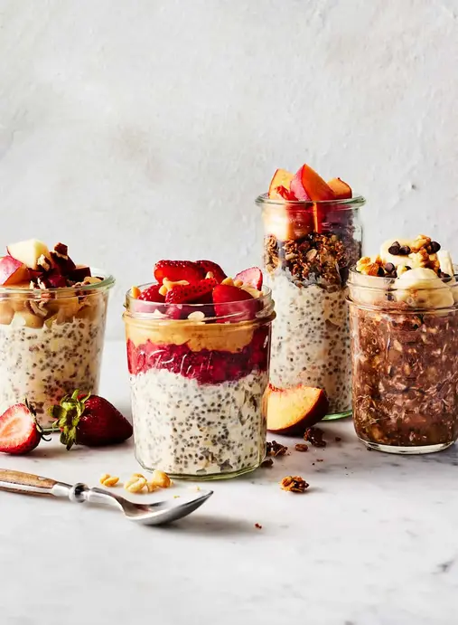 glass of overnight Oats for healthy breakfast

