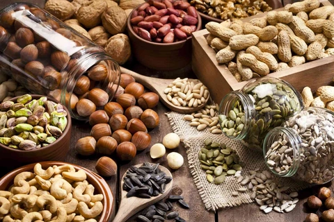 Image of different nuts and seeds.